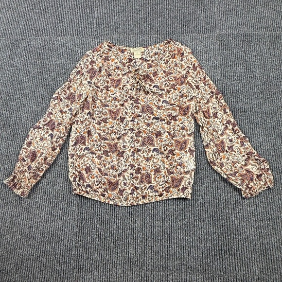 Lucky Brand Tops - Lucky Brand Womens Size X-Small Paisley Floral Boho Peasant Blouse Orange Purple